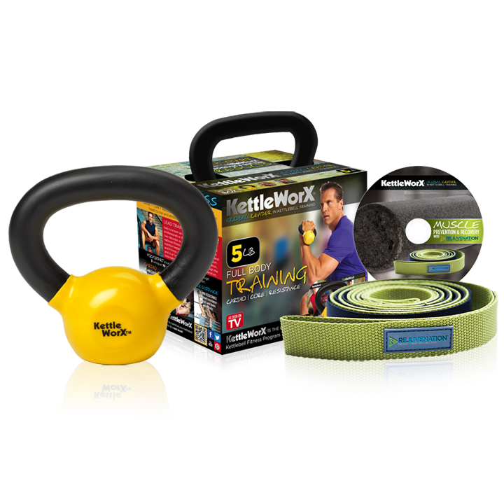 KettleWorX Kick Start Kit with Stretching Strap- 5lb. (KWBRT05RSSR) KettleWorX Kick Start Kit with Stretching Strap- 5lb. (KWBRT05RSSR)